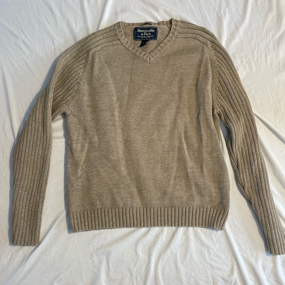Tan Abercrombie and Fitch Large Sweater